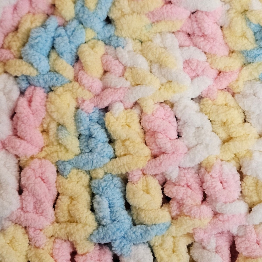 Handmade Crochet Multicolor Pastel Soft Chenille Toddler Kid Hat and Scarf Set - Picture 4 of 5